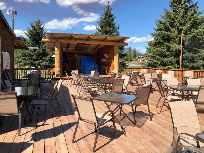 Outdoor Sitting Restaurant with Golf Course in Fortine, MT